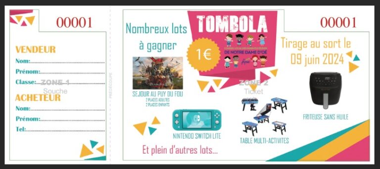 TOMBOLA 2024 – nombreux Lots à gagner